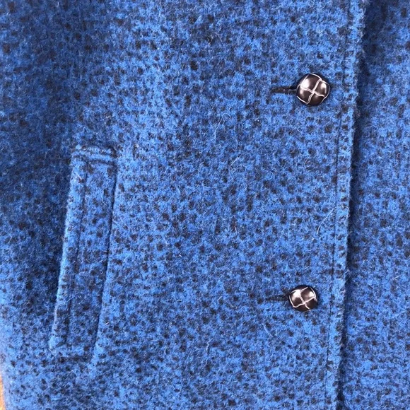 SOLD! VTG 70s Ferncroft 100% Wool Mottled Blue Overcoat, 11/12P, Union Made - Picture 5 of 9
